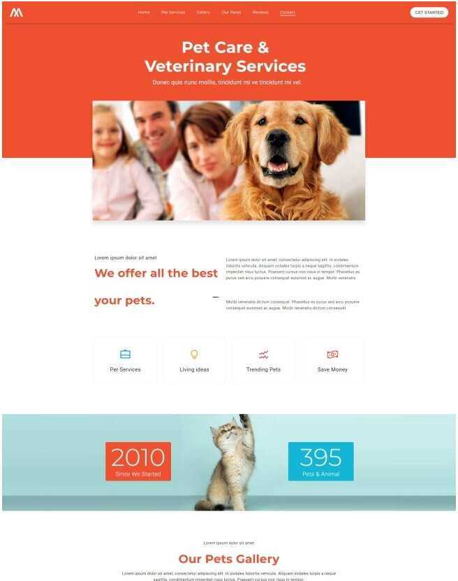 宠物护理服务机构网站html模板 - KingHub