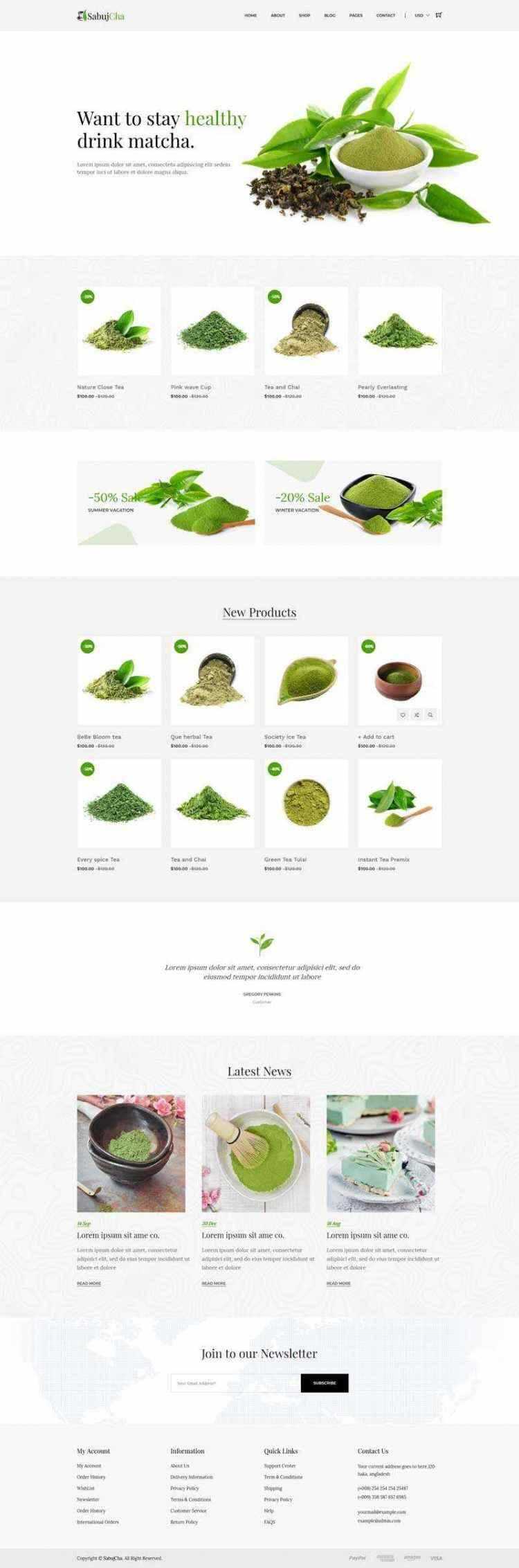 绿色bootstrap响应式茶叶抹茶在线电子商城 - KingHub