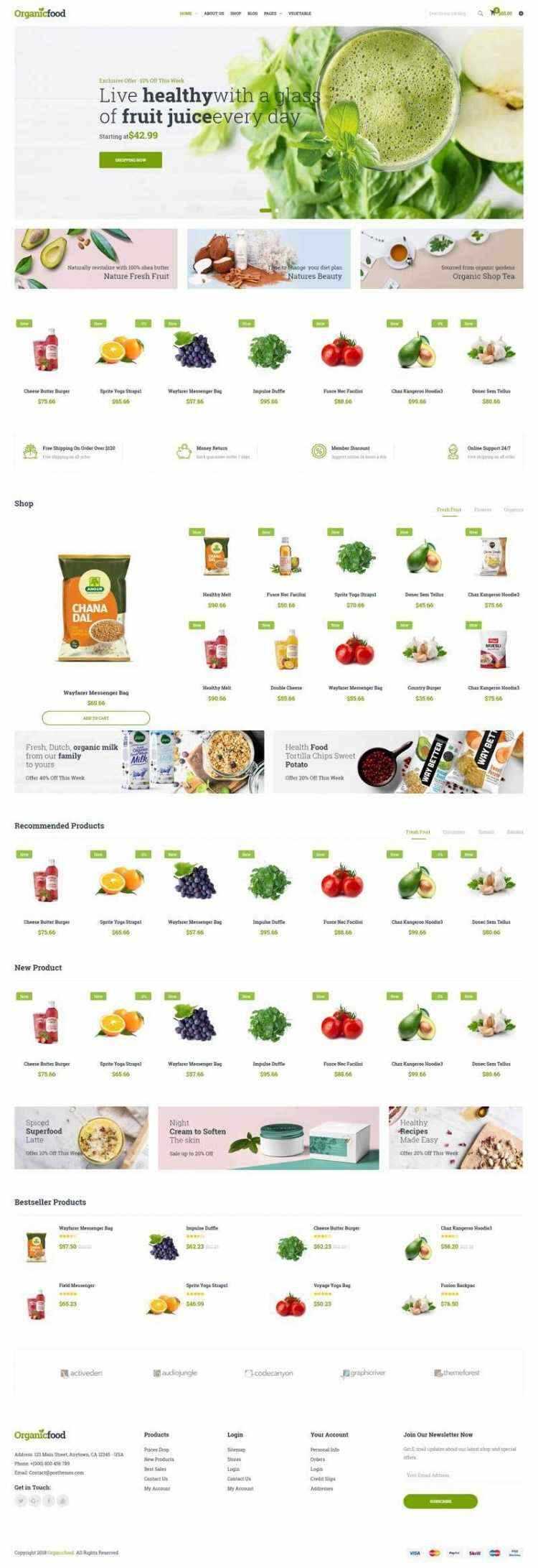 绿色Bootstrap4响应式食品蔬菜水果外卖预订商城网站 - KingHub