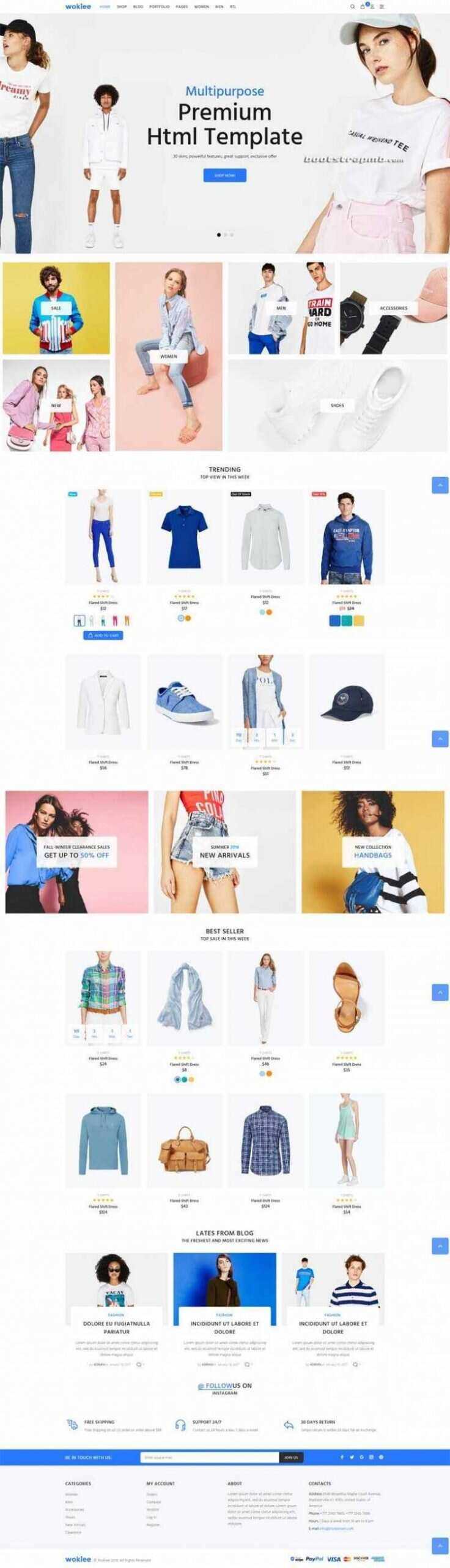 蓝色宽屏Bootstrap响应式服装购物商城 - KingHub