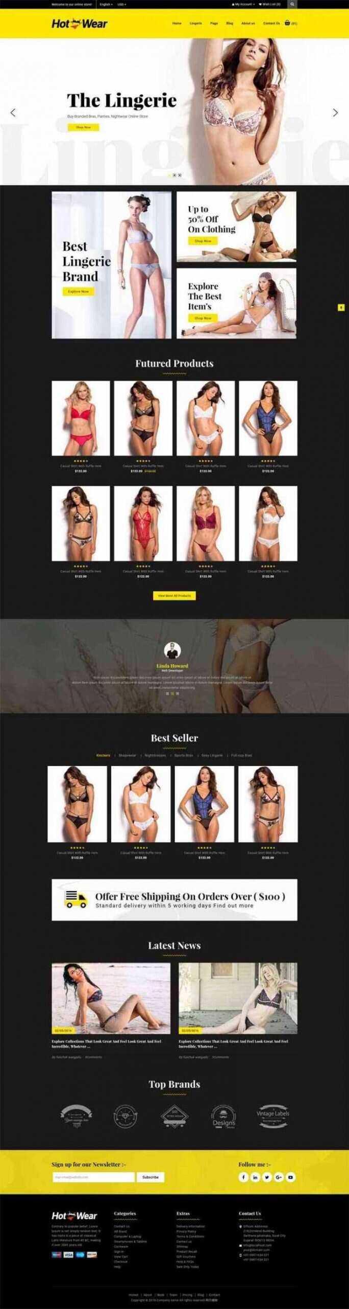 bootstrap响应式时尚女性内衣内裤购物商城网站 - KingHub