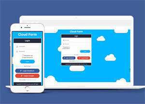 宽屏白云背景登录页网站模板下载 - KingHub