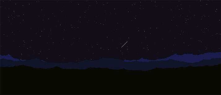 html5 canvas山顶夜空流星划过背景动画特效 - KingHub