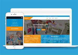 蓝色宽屏保洁类公司网站模板 - KingHub