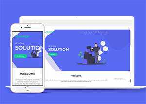 蓝色宽屏手机业务网站模板下载 - KingHub