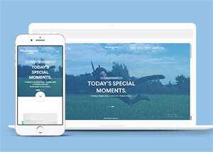 蓝色单人旅行拍照网站模板源码 - KingHub