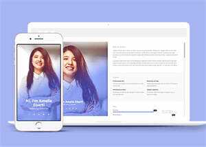 响应式蓝色个人简介类网站模板 - KingHub