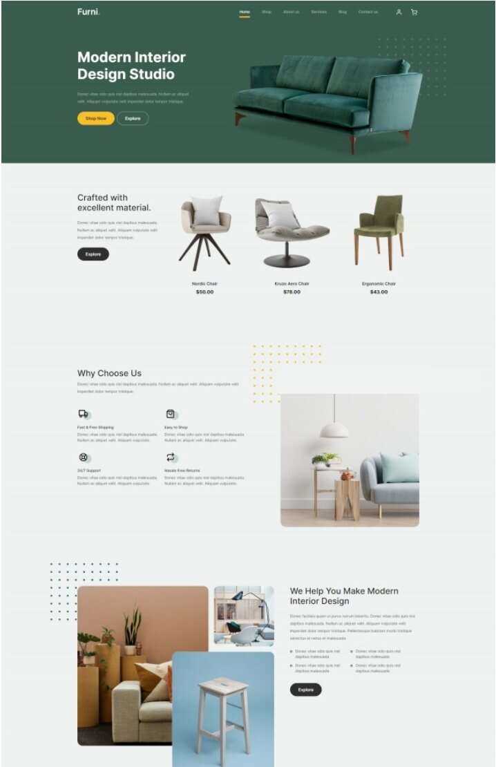 现代室内设计工作室网站html模板 - KingHub