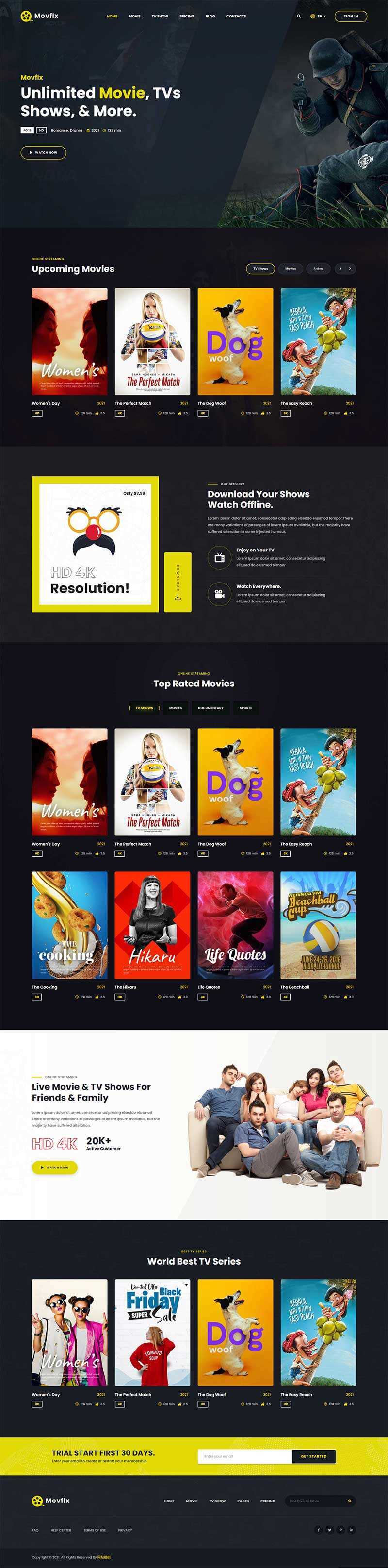响应式在线影院视频平台HTML5模板 - KingHub