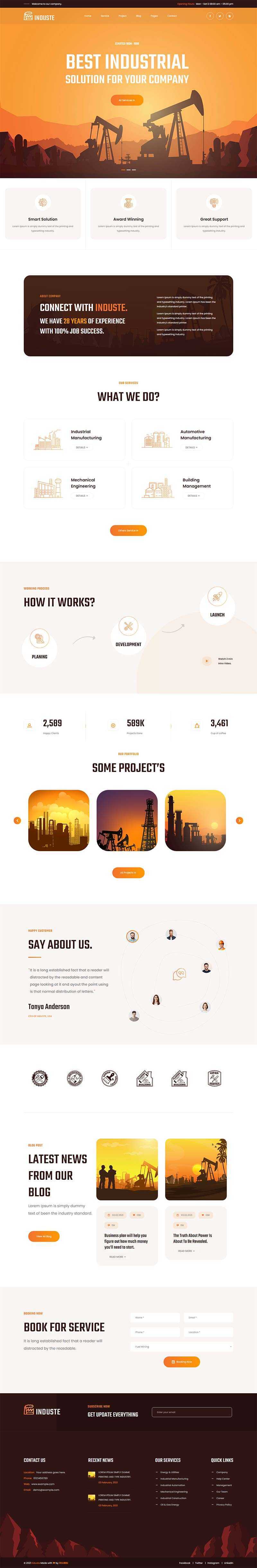 Bootstrap橙色多用途的工业生产企业网站html模板 - KingHub