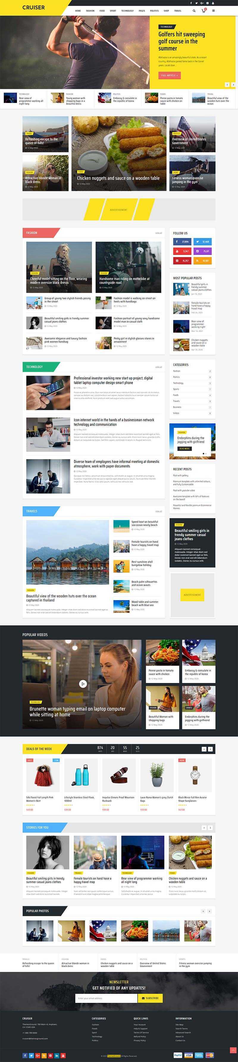 黄色响应式时尚资讯博客网站HTML模板 - KingHub