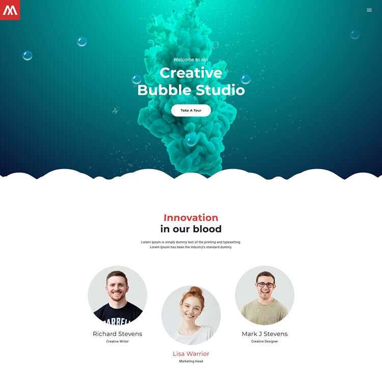 个性创意泡泡工作室html5模板 - KingHub