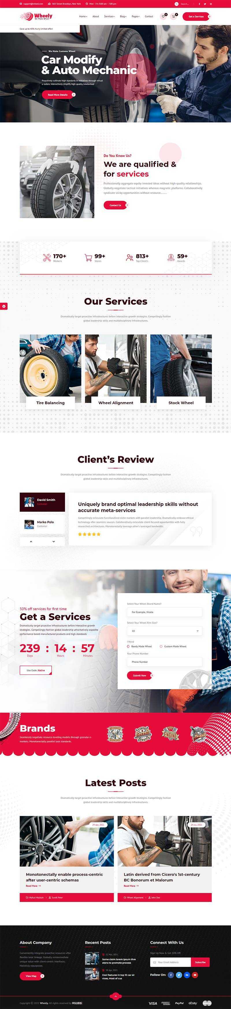 响应式品牌轮胎销售维修公司官网HTML模板 - KingHub