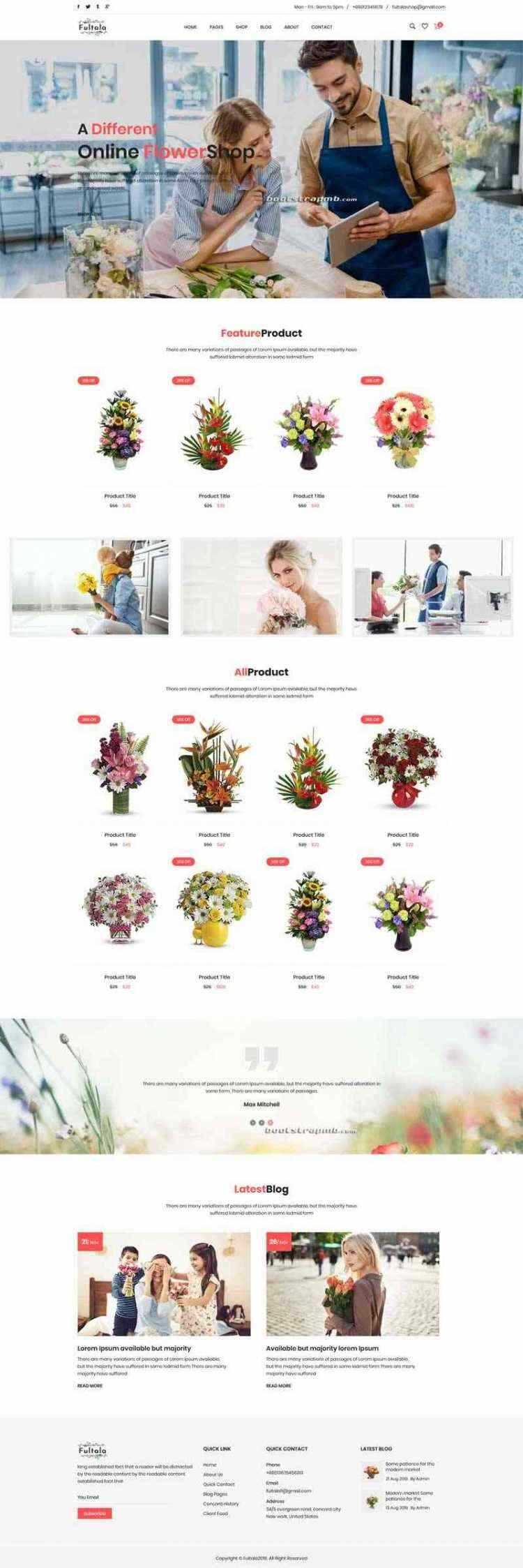 Bootstrap英文外贸响应式鲜花预订网电商 - KingHub