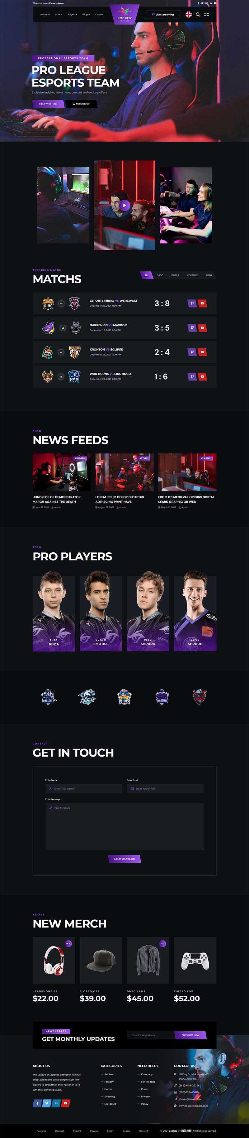 黑色响应式电子竞技游戏官网HTML模板 - KingHub