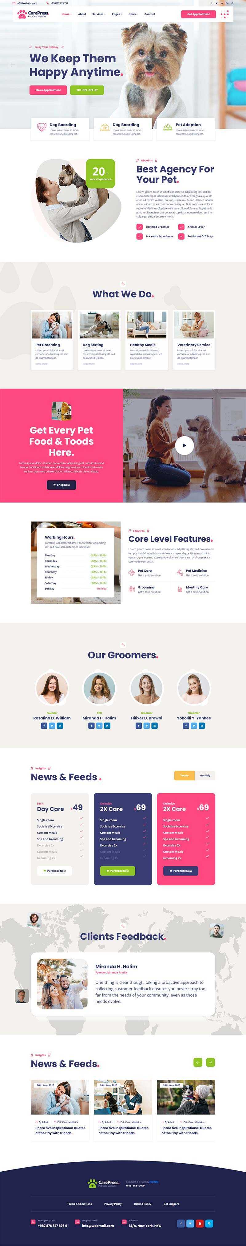 宠物护理医院兽医店铺官网HTML5模板 - KingHub
