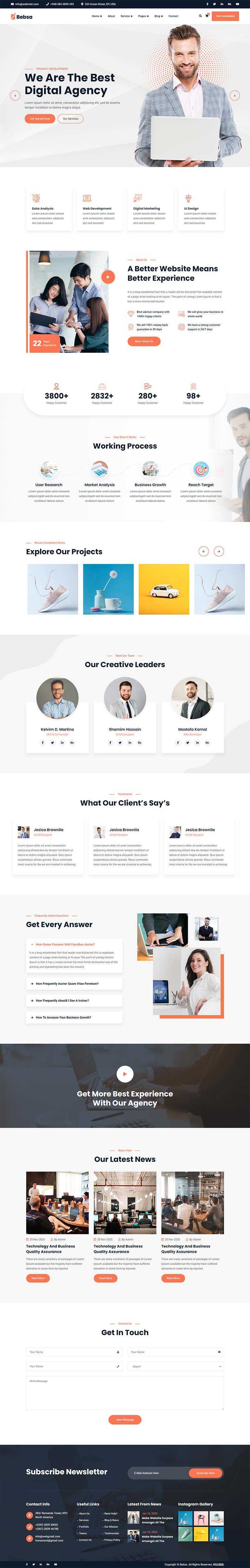 bootstrap4多用途的咨询公司业务展示html模板 - KingHub