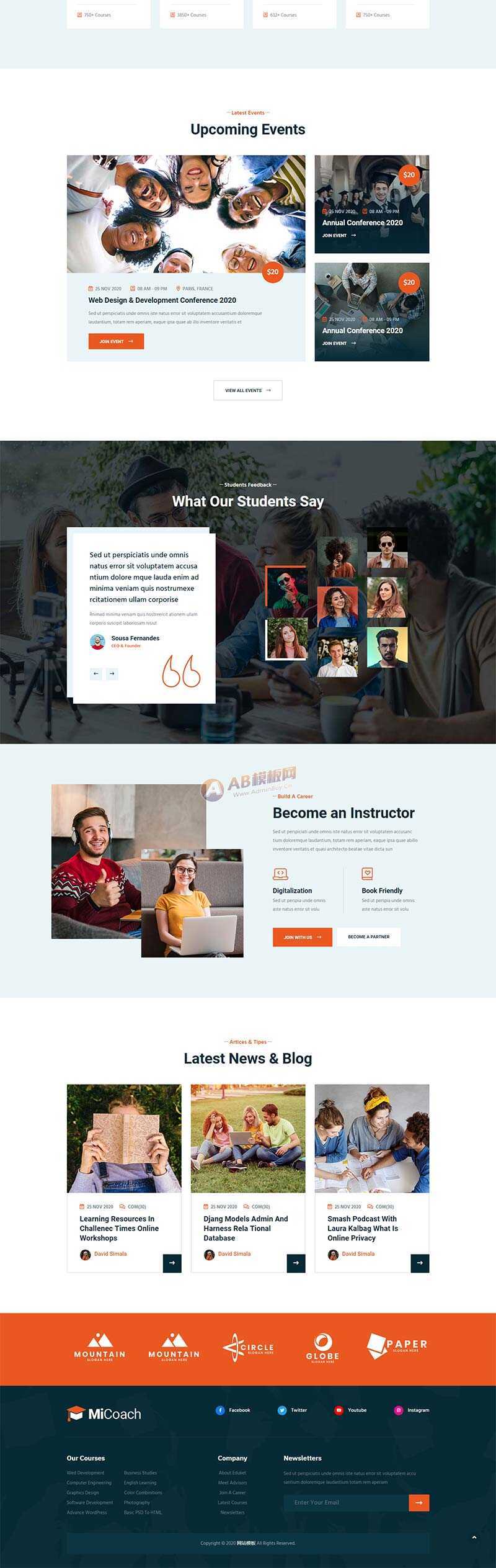 响应式在线课程教育培训行业网站HTML5模板 - KingHub