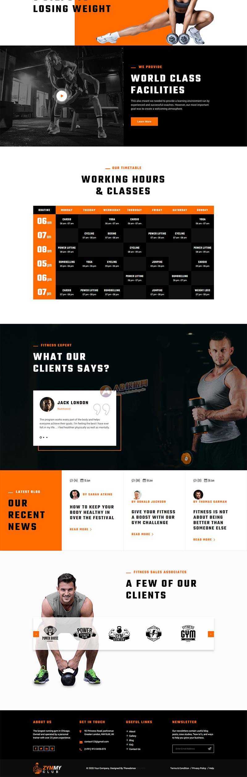 响应式html5健身俱乐部网站html模板 - KingHub