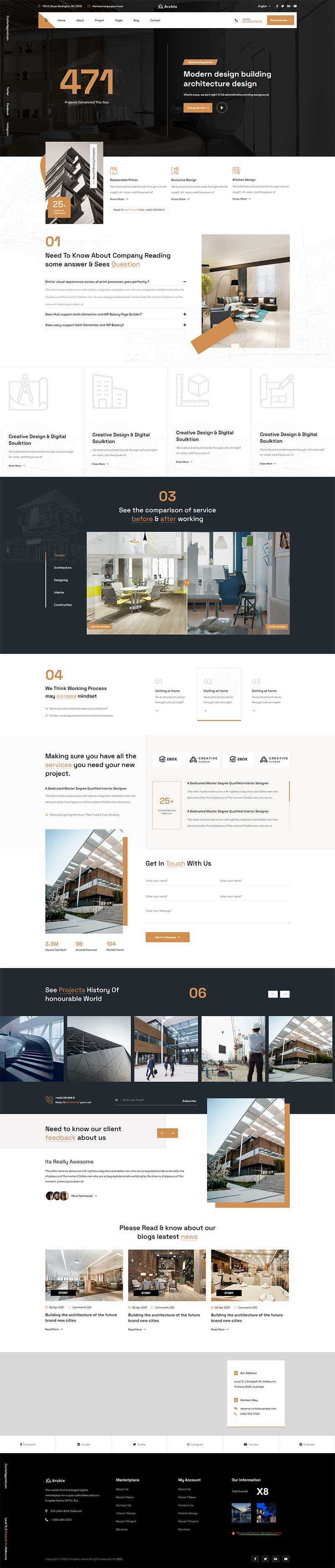 咖啡色现代建筑设计服务公司网站html模板 - KingHub
