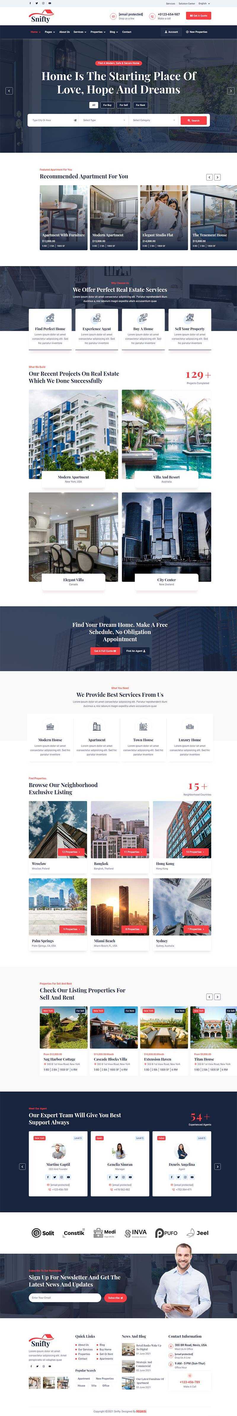 bootstrap5深蓝色房地产信息资讯平台HTML5模板 - KingHub