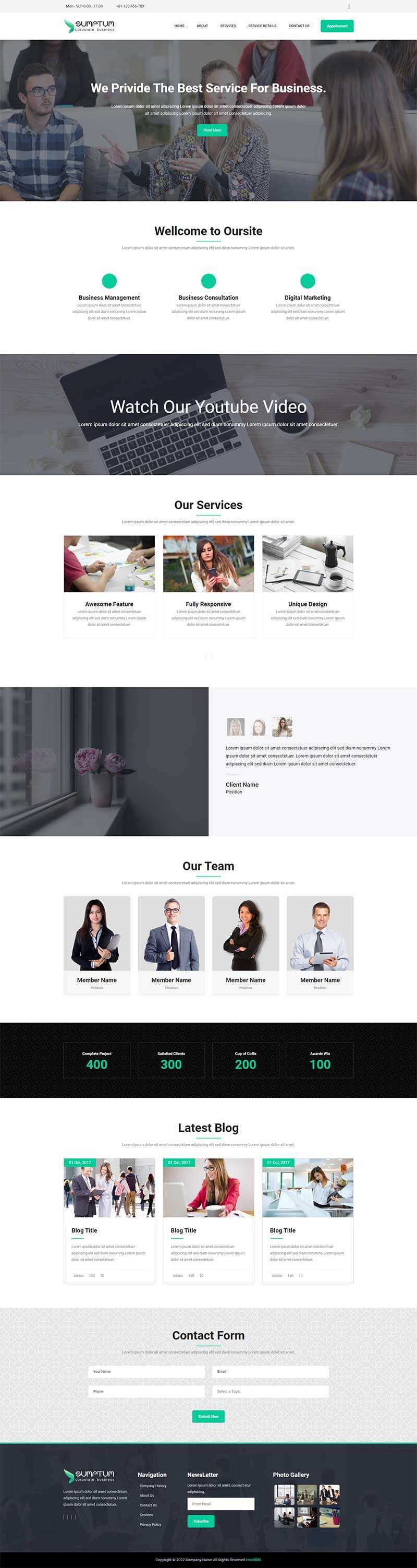 宽屏大气的企业官网网站模板 HTML模板 - KingHub