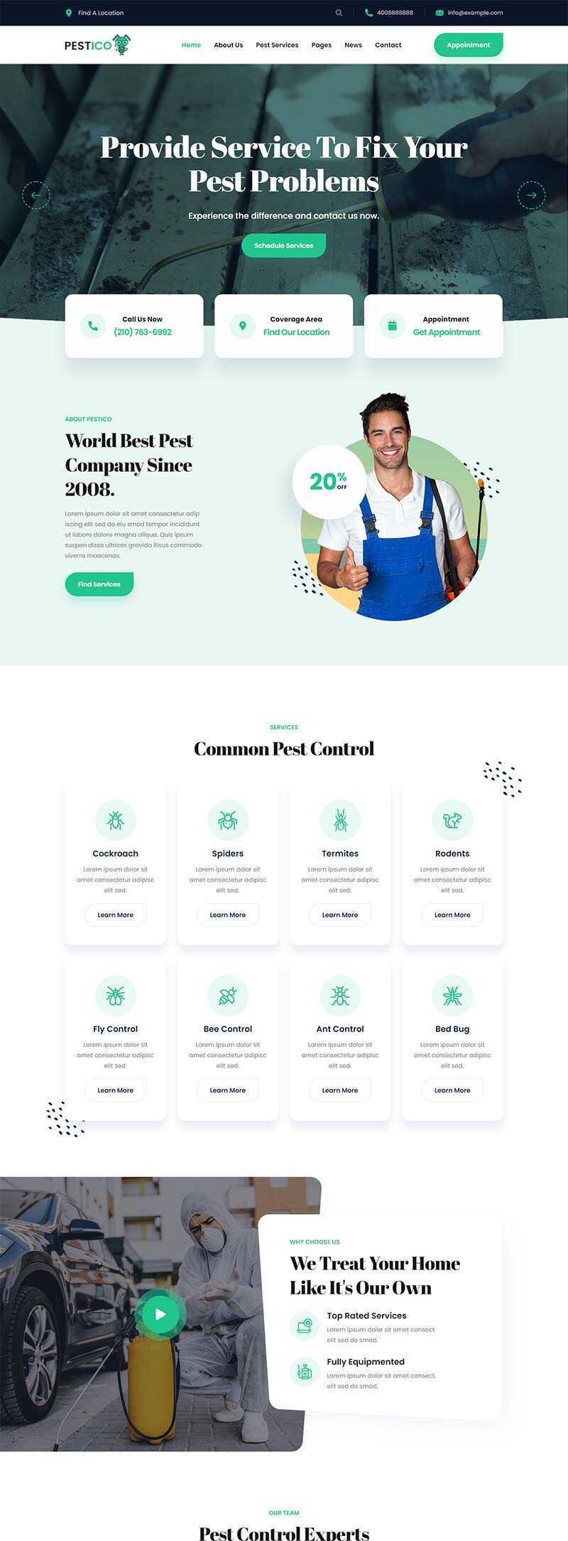 响应式害虫防治服务公司官网html模板 - KingHub