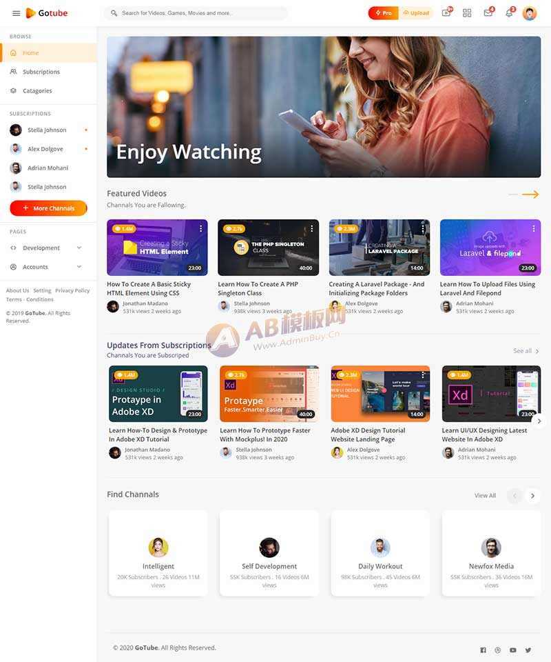 响应式网络视频共享平台网站HTML模板 - KingHub