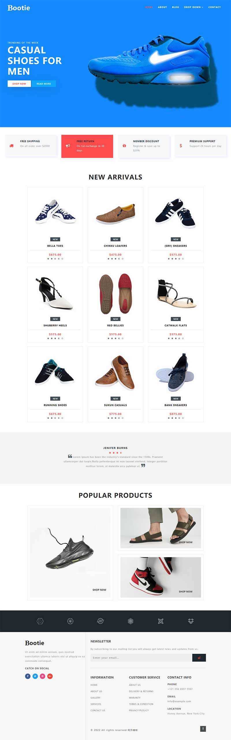 简洁大气的鞋子商城Bootstrap响应式网页模板 - KingHub