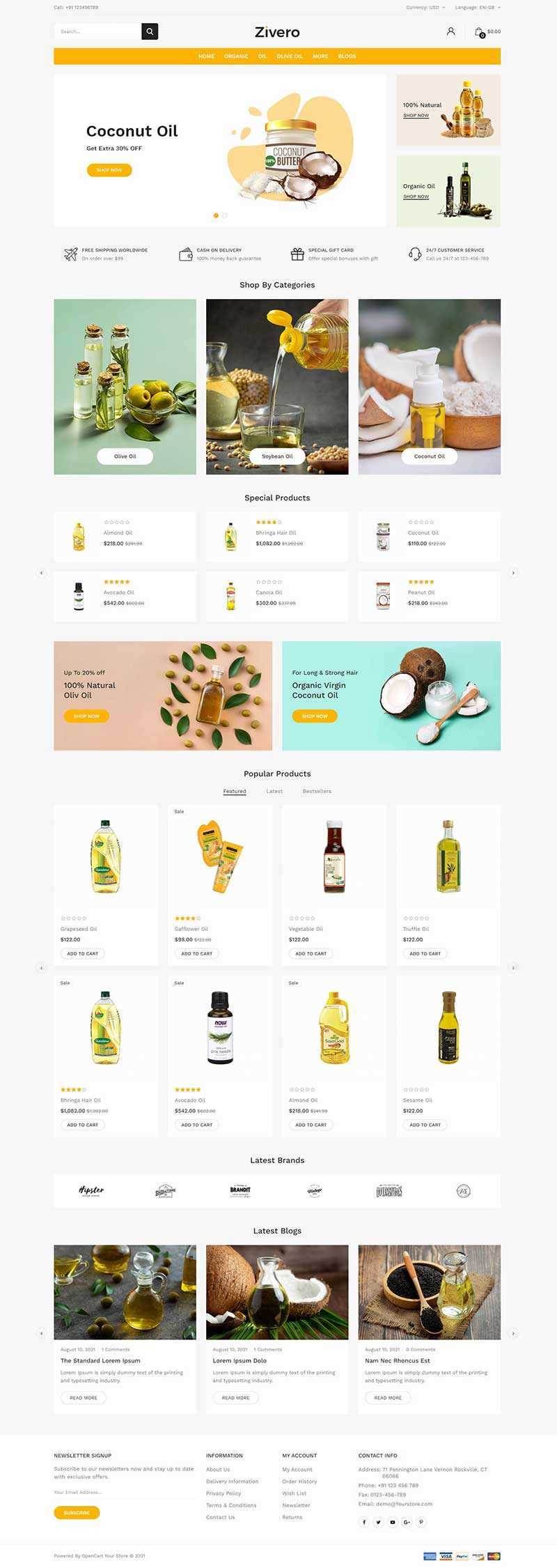 清爽风格食用油网上商城html模板 - KingHub