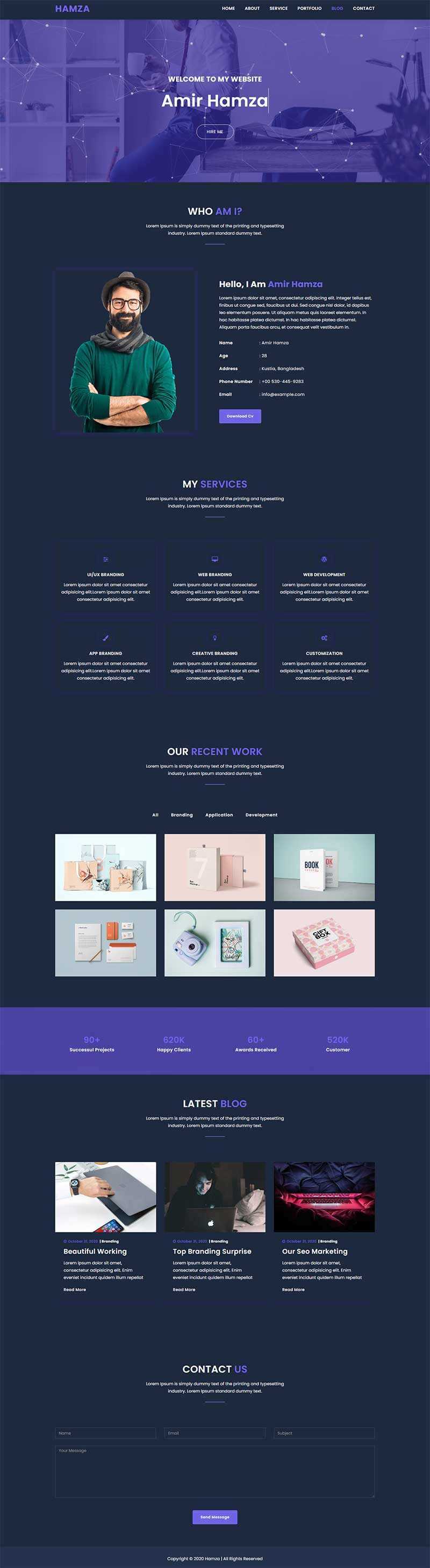 炫酷全屏个人作品集展示网页html模板 - KingHub