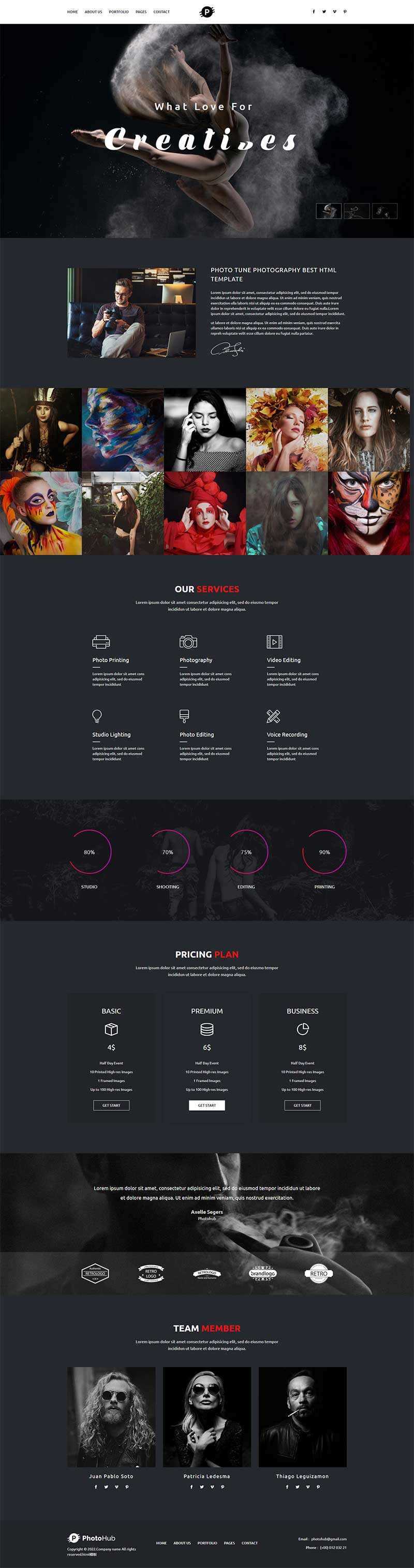 HTML5摄影俱乐部作品展示网站html模板 - KingHub