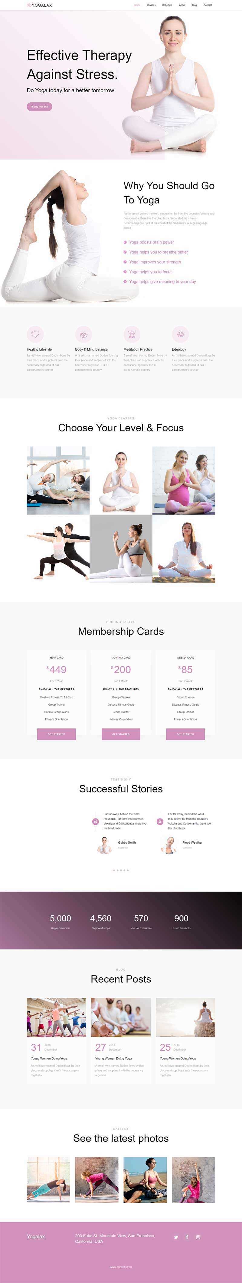 Bootstrap粉色的健身瑜伽类网站html模板 - KingHub