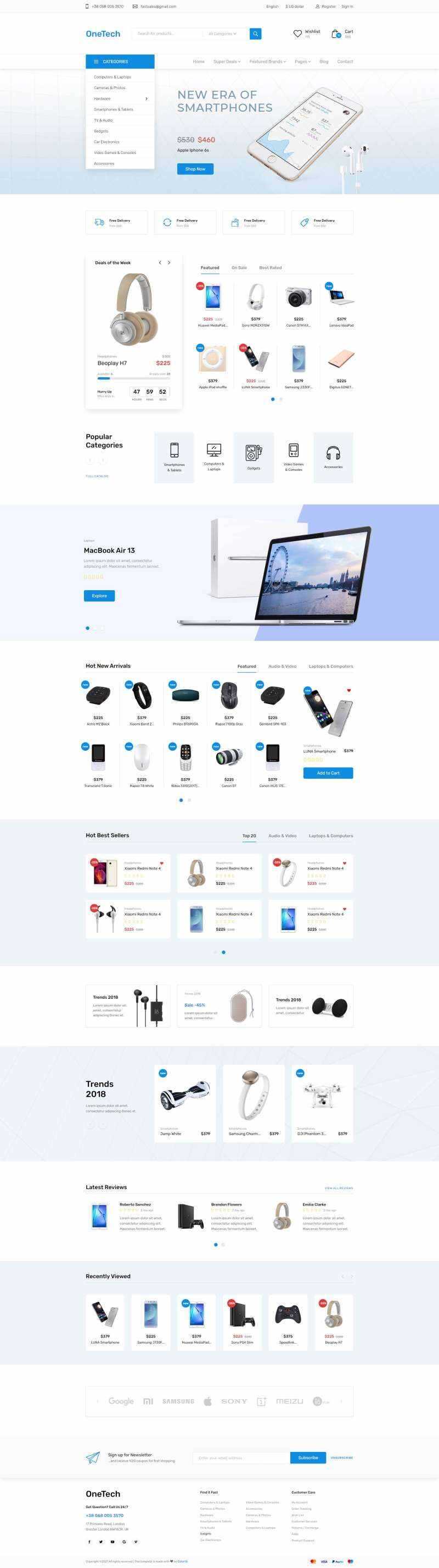 浅蓝色干净简洁的响应式数码商城html模板 - KingHub