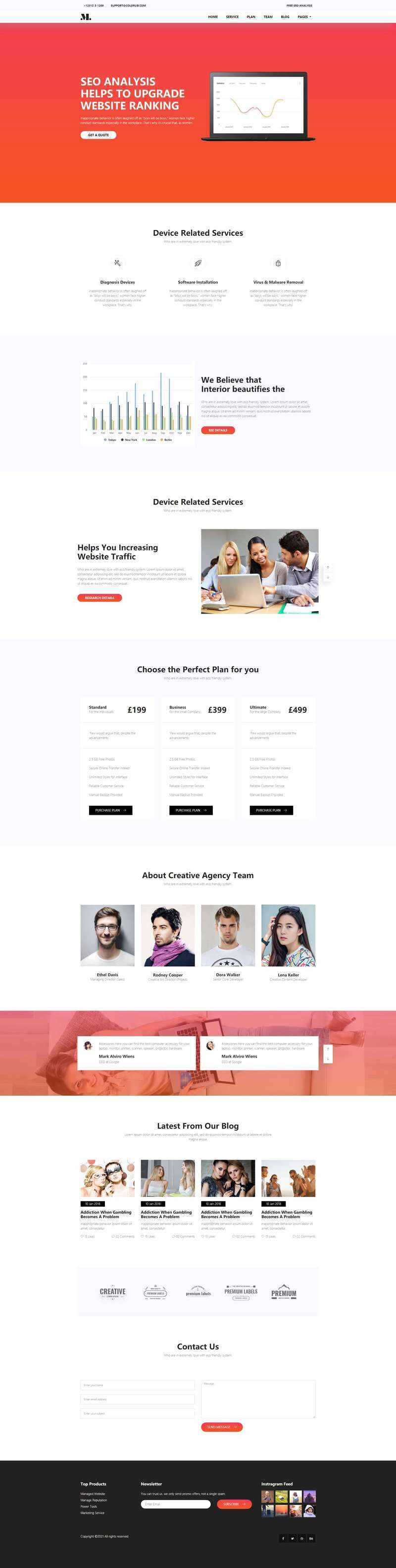 红色响应式SEO优化服务网站html模板 - KingHub