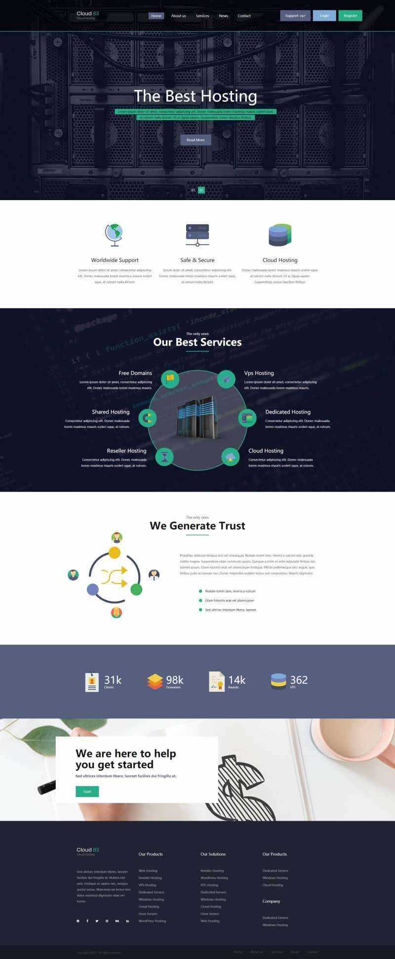 多用途主机托管云服务网站html模板 - KingHub