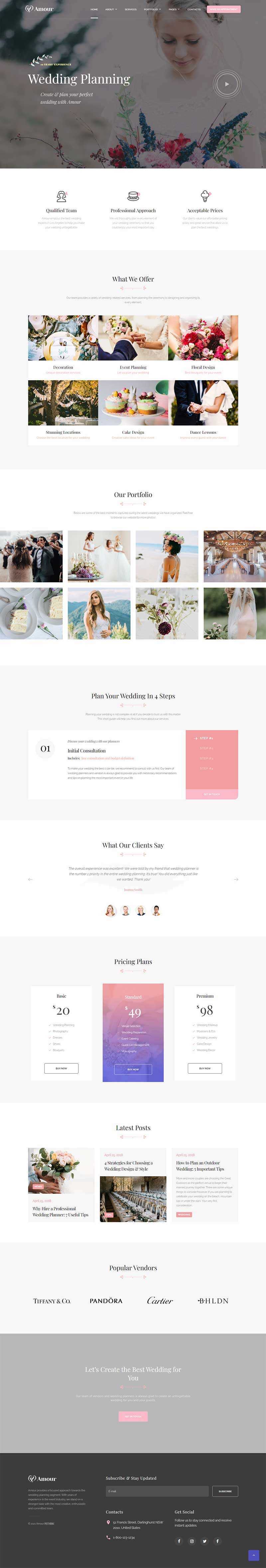 粉色简约的婚庆婚礼策划网站html模板 - KingHub