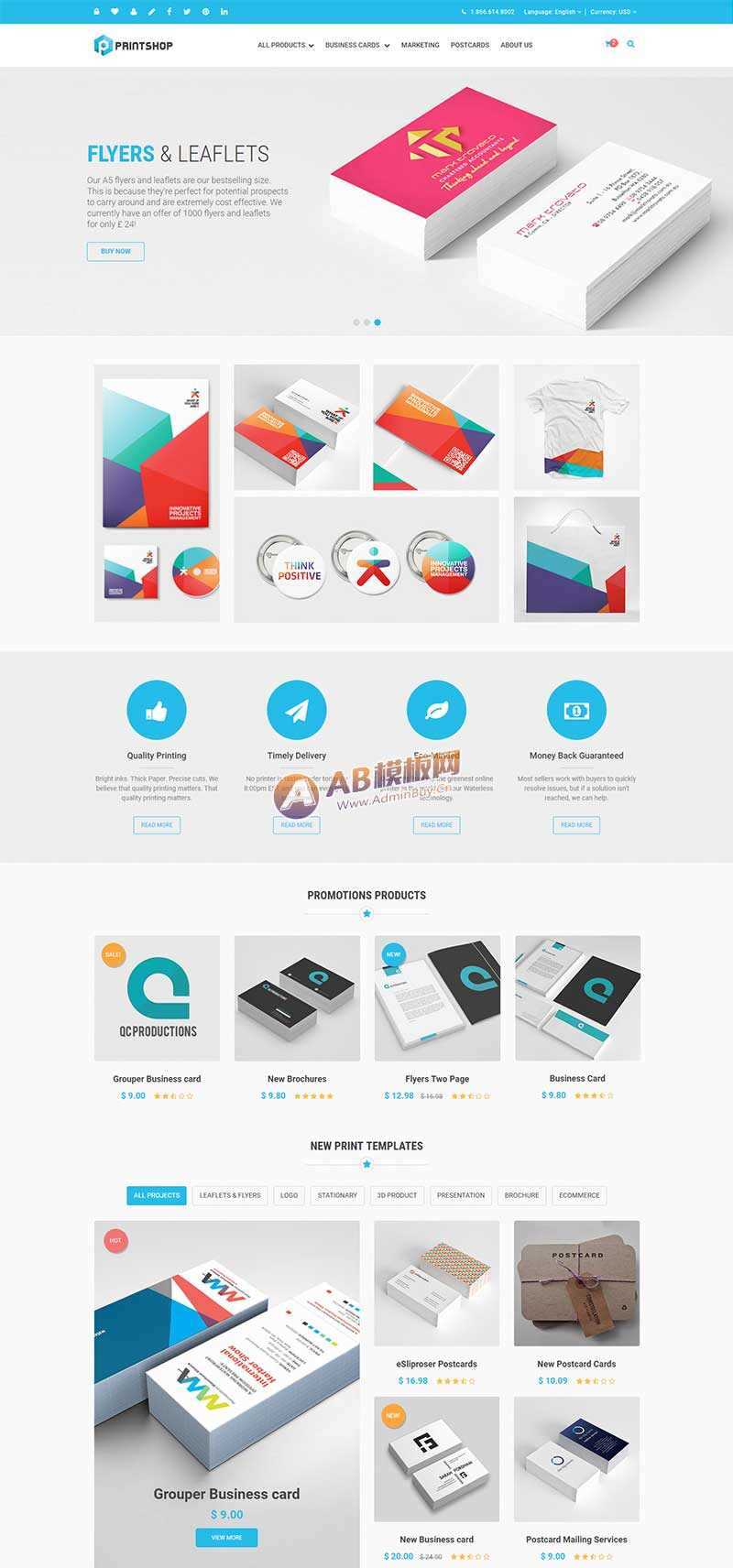 图片[3] - 蓝色的响应式名片印刷公司网站html模板 - KingHub