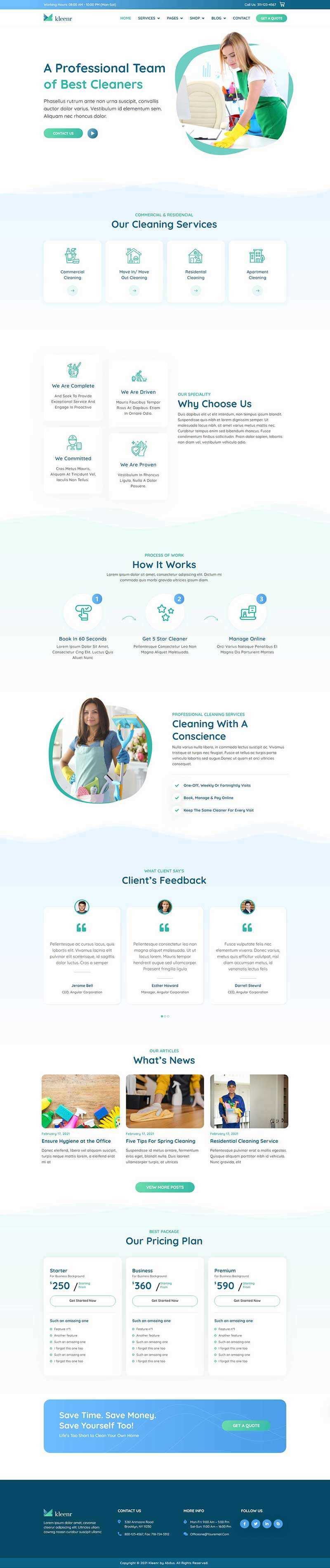 绿色清爽的家政清洁服务公司网站html模板 - KingHub