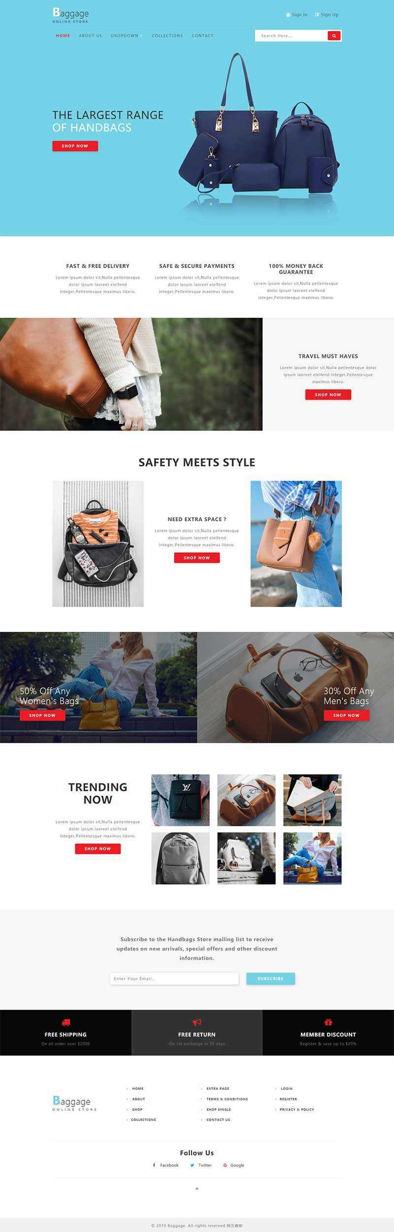 Bootstrap响应式箱包电子商务网站html模板 - KingHub