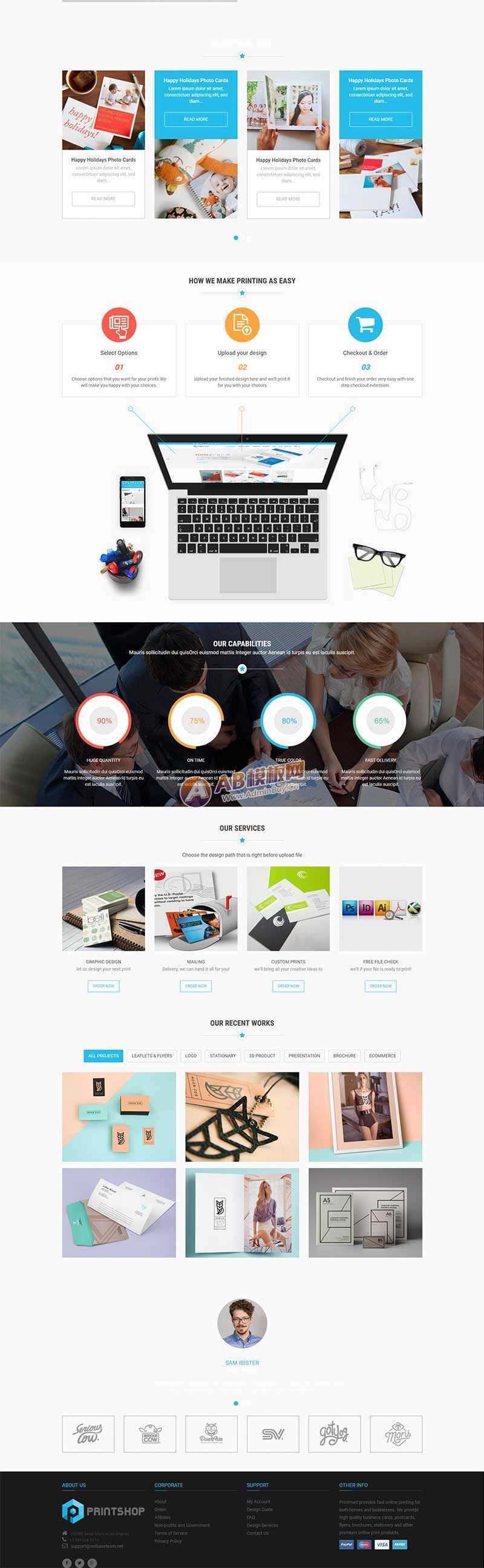 图片[2] - 蓝色的响应式名片印刷公司网站html模板 - KingHub