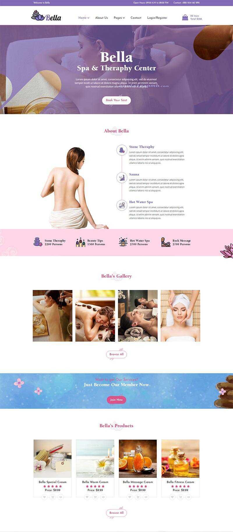 Bootstrap响应式Spa养生馆电商网站html模板 - KingHub