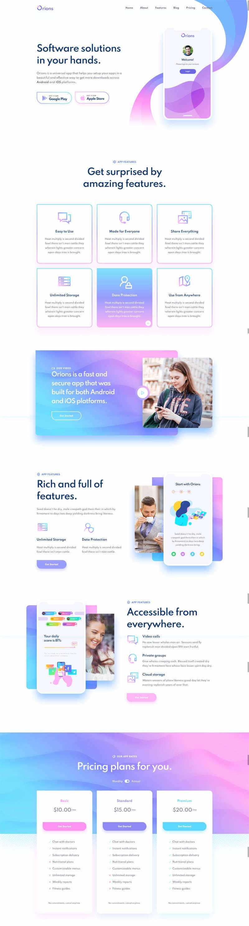 响应式app应用程序网页模板 - KingHub