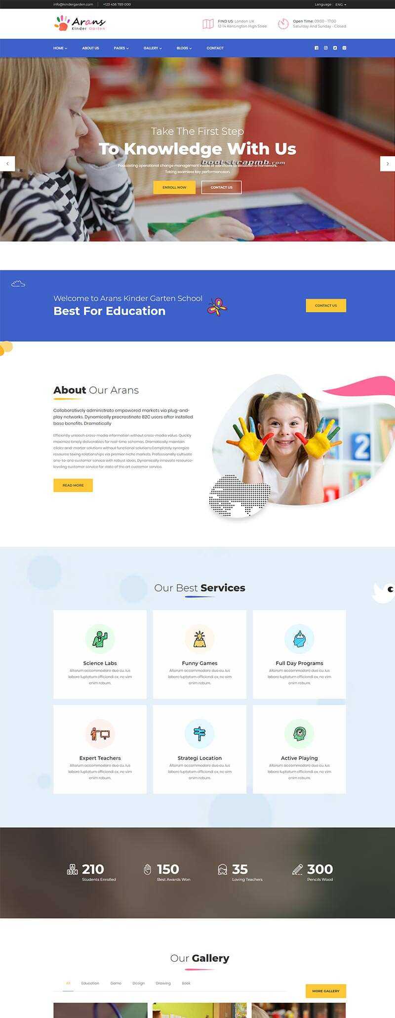 Bootstrap响应式幼儿园早教中心网站html模板 - KingHub