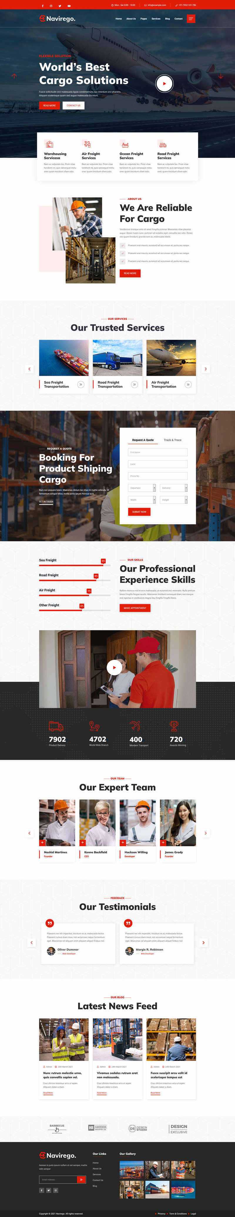 bootstrap红色的物流快递公司网站HTML模板 - KingHub