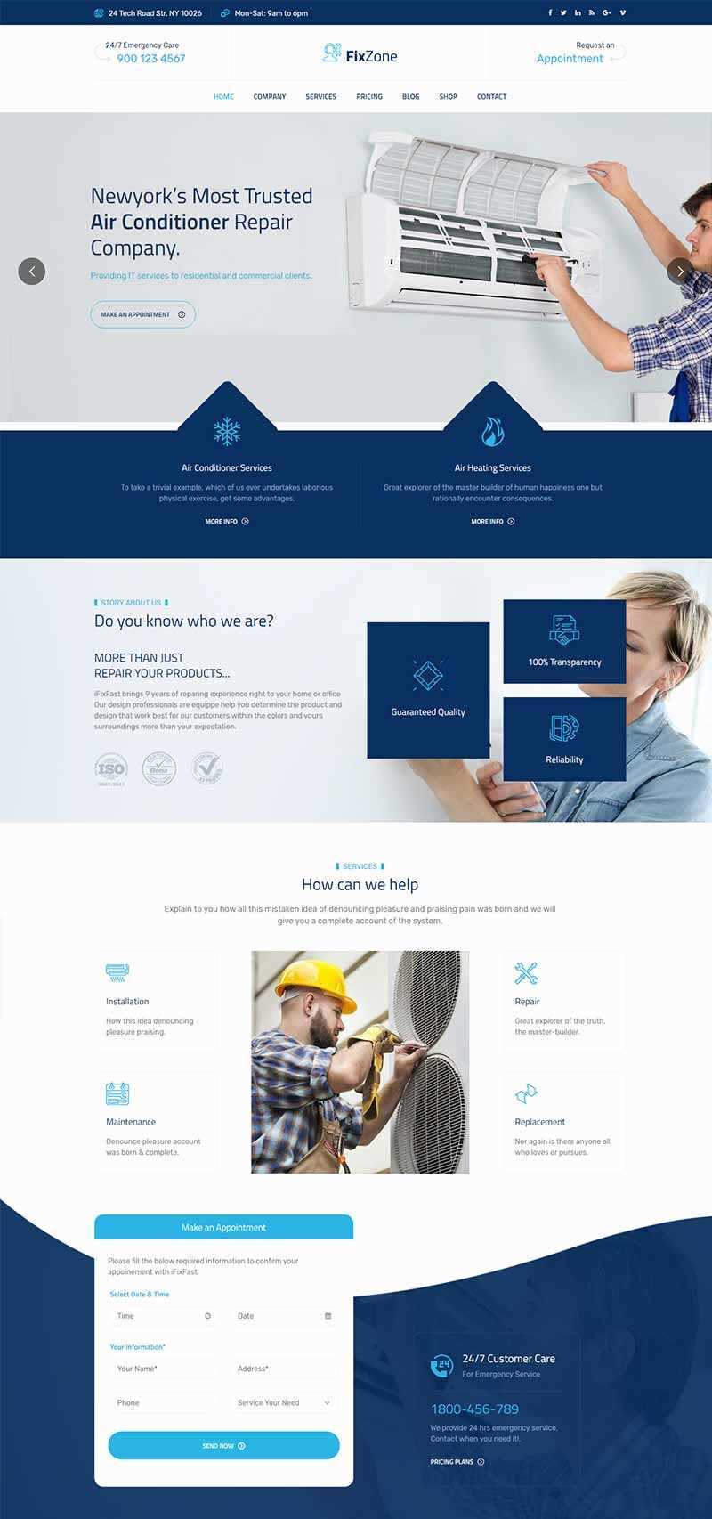 Bootstrap空调电器维修服务网站HTML模板 - KingHub