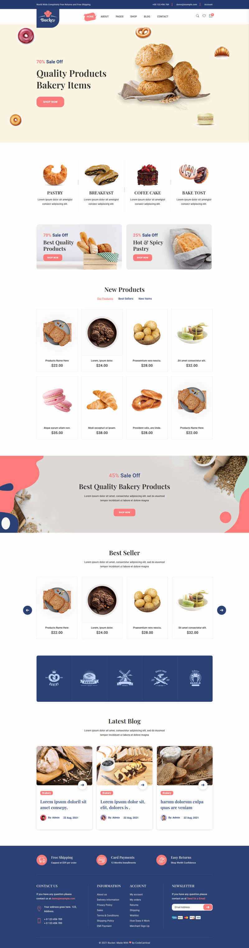 Bootstrap5甜品面包店铺HTML电商模板 - KingHub