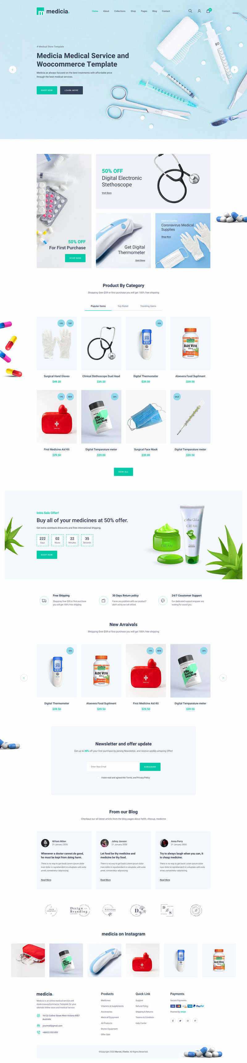 Bootstrap4医疗保健用品电子商务HTML5模板 - KingHub