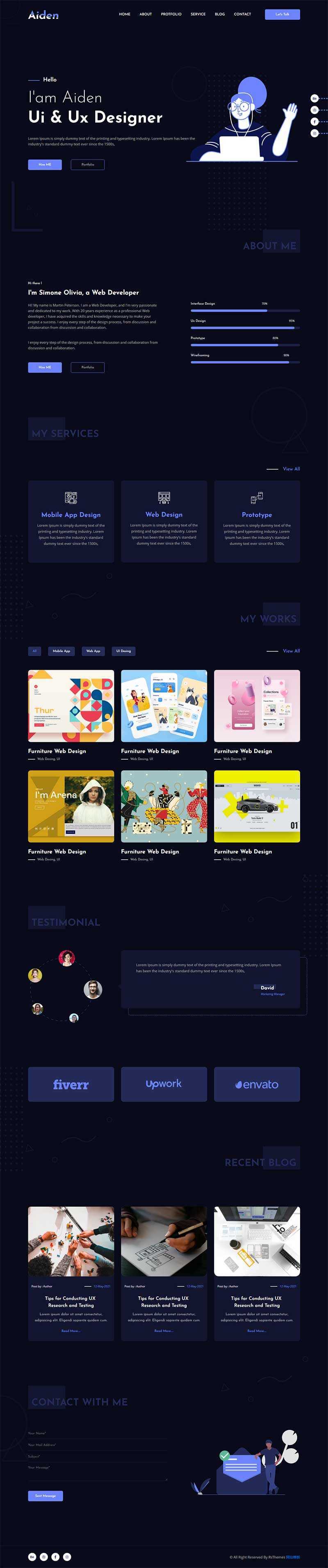 创意的个人作品主题html模板 - KingHub