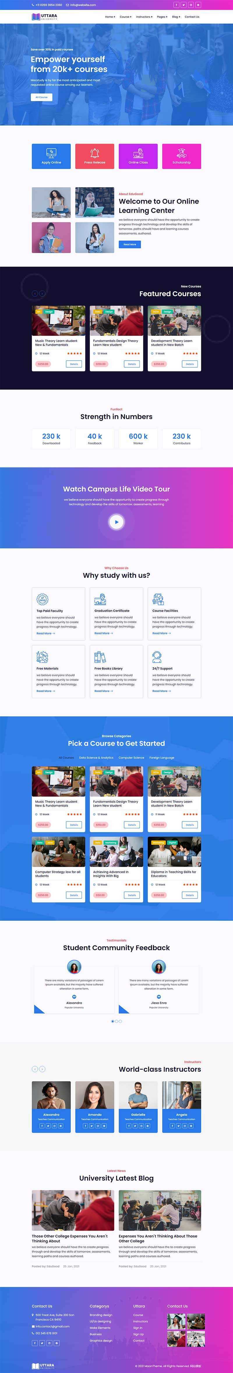 bootstrap响应式大学在线课程网站HTML模板 - KingHub